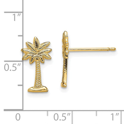 14K Gelbgold Mini Palmetto Palme Baum Ohrstecker