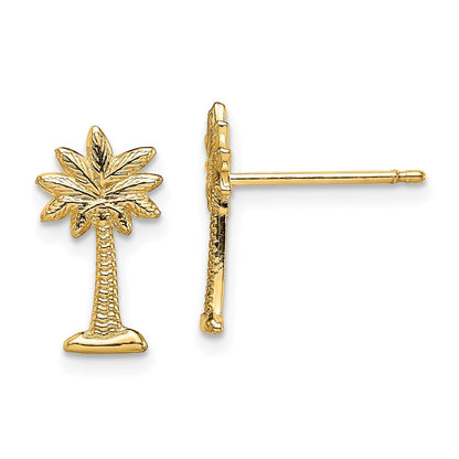 14K Gelbgold Mini Palmetto Palme Baum Ohrstecker
