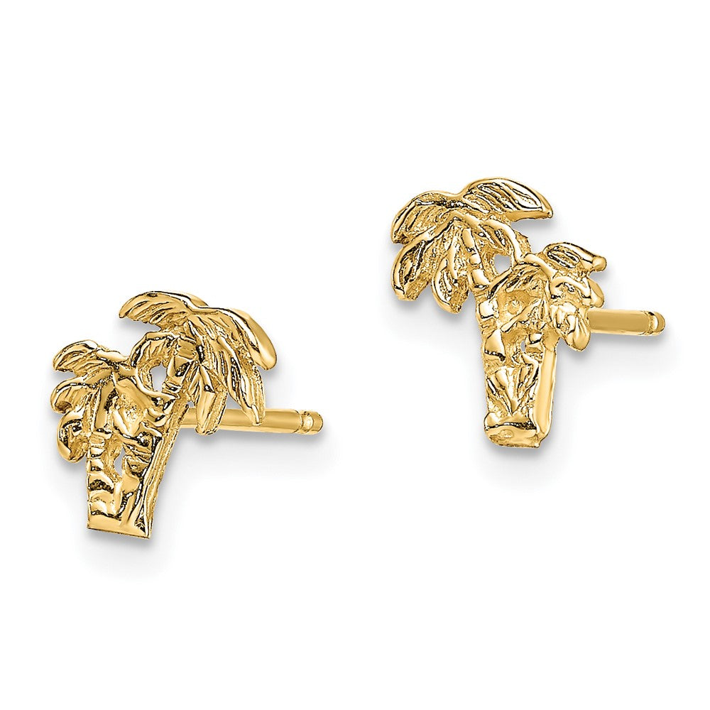 14K Gelbgold Mini Doppelt Palme Baum Ohrstecker