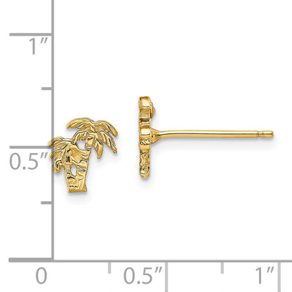 14K Gelbgold Mini Doppelt Palme Baum Ohrstecker
