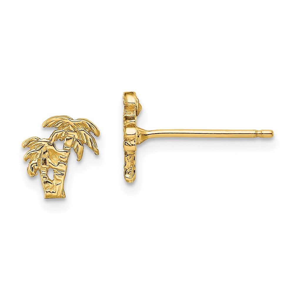 14K Gelbgold Mini Doppelt Palme Baum Ohrstecker