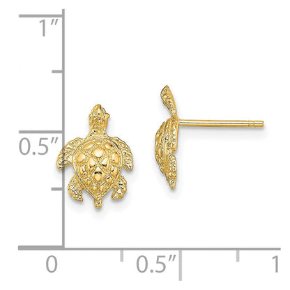 14K Gelbgold 2-d Strukturiert Meer Schildkröte Ohrstecker
