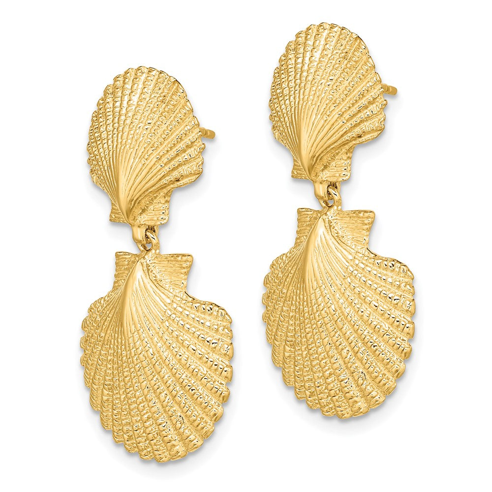 14K Gelbgold Doppelt Muschel Ohrhänger