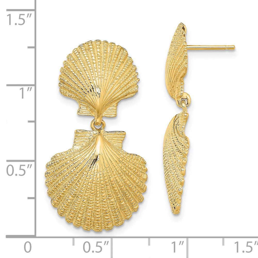 14K Gelbgold Doppelt Muschel Ohrhänger