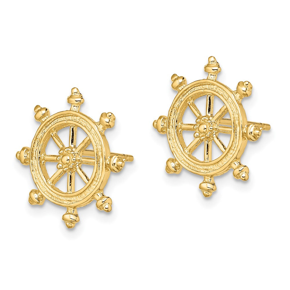 14K Gelbgold Ship Rad Ohrstecker