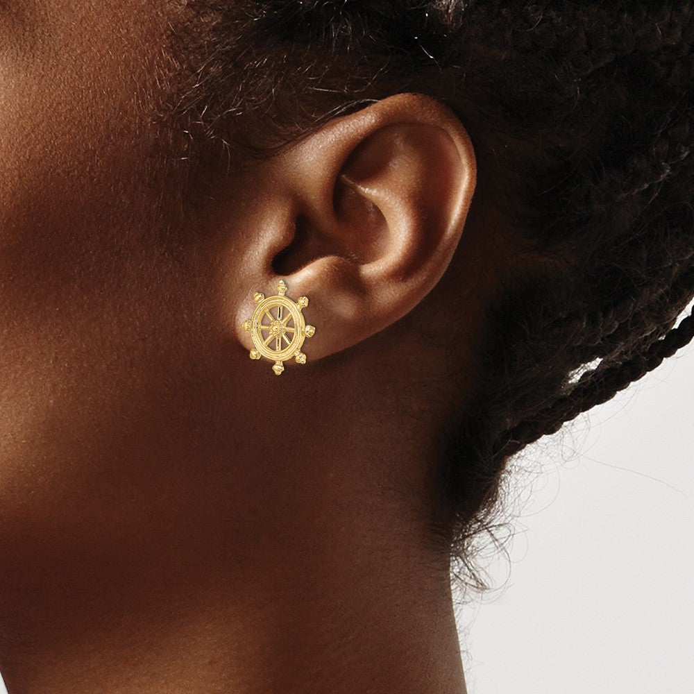 14K Gelbgold Ship Rad Ohrstecker