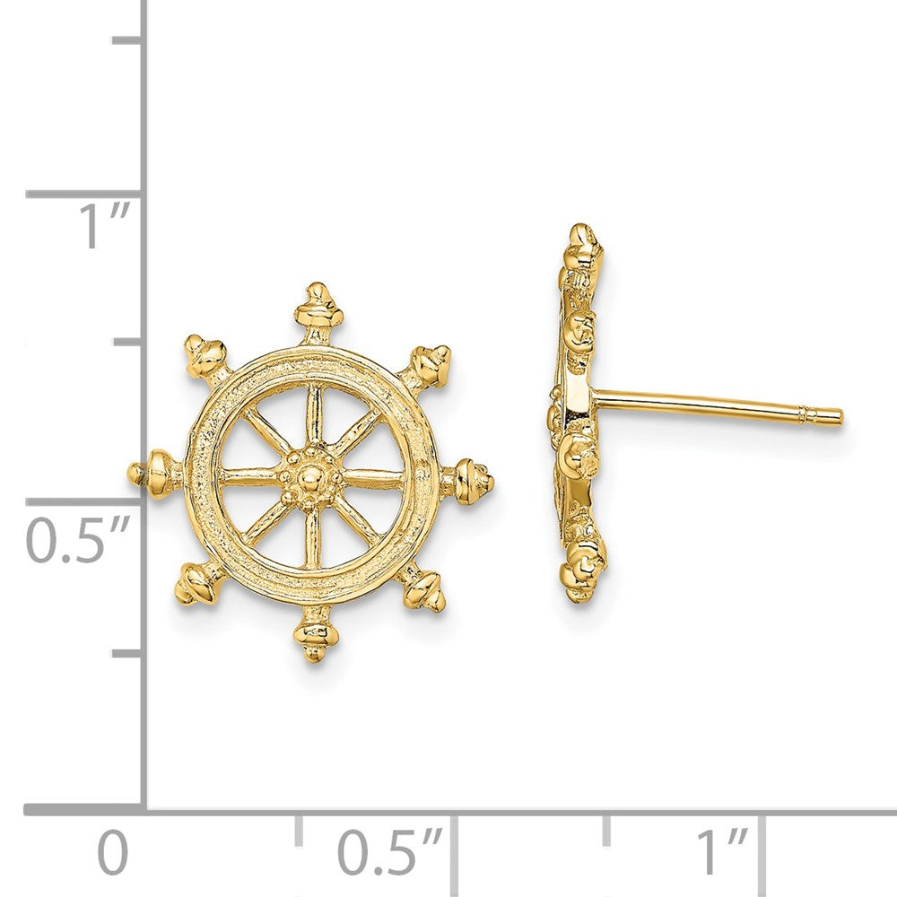 14K Gelbgold Ship Rad Ohrstecker