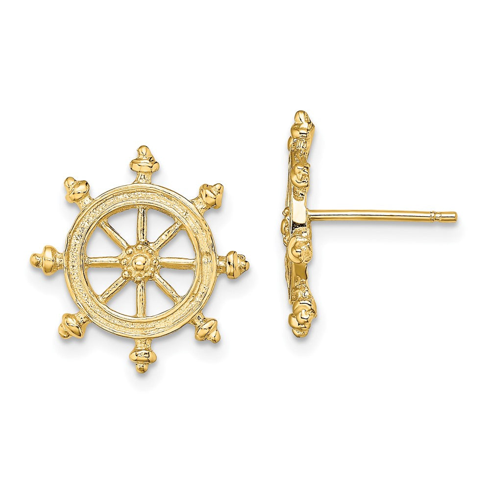 14K Gelbgold Ship Rad Ohrstecker
