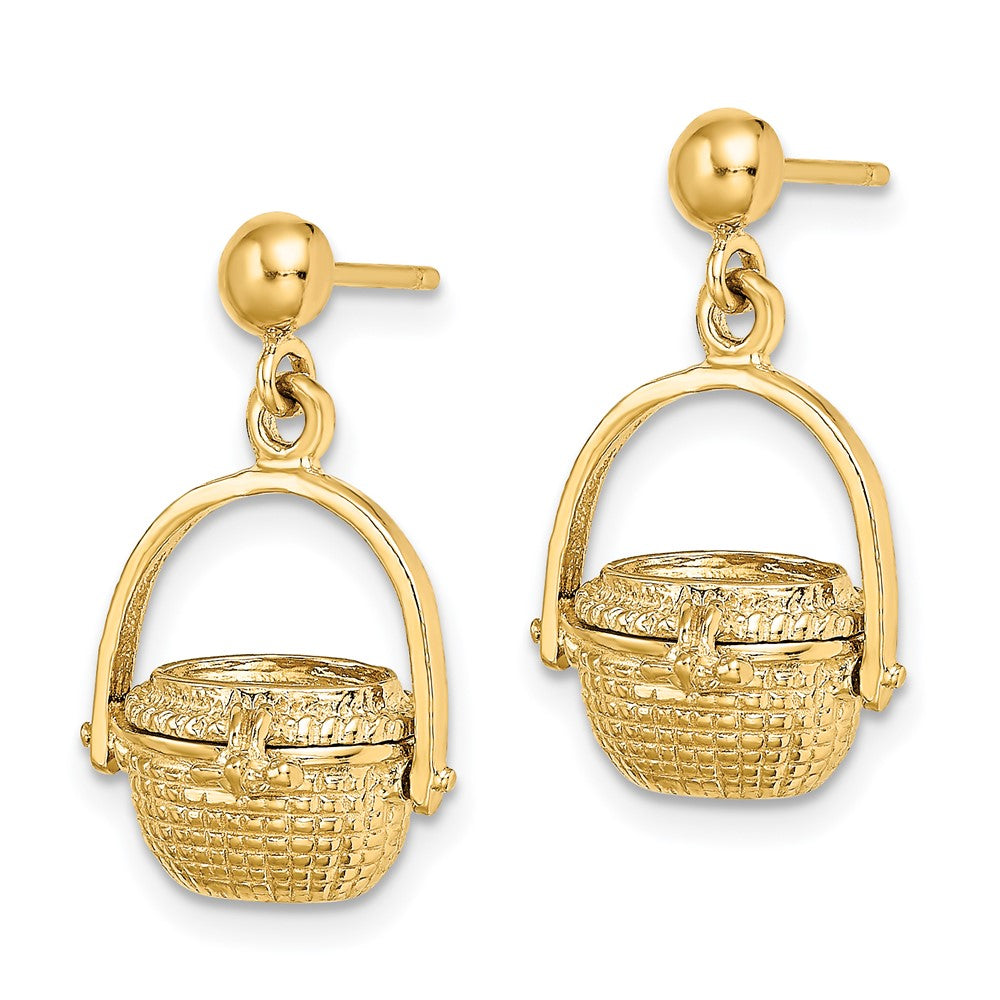 14K Gelbgold 3-d Nantucket Korb Ohrhänger