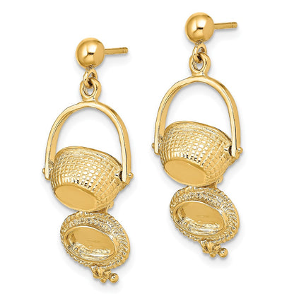 14K Gelbgold 3-d Nantucket Korb Ohrhänger