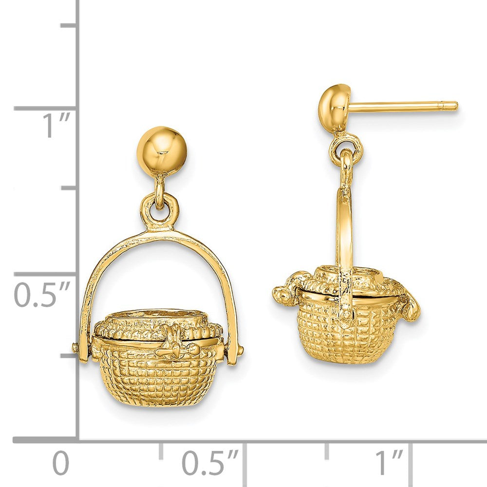 14K Gelbgold 3-d Nantucket Korb Ohrhänger