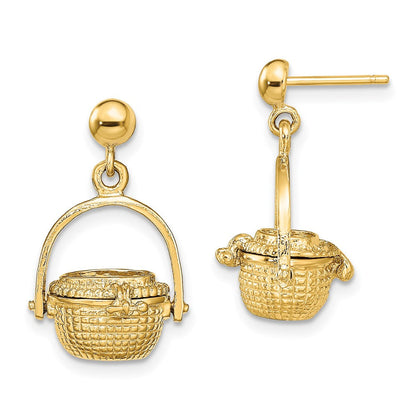 14K Gelbgold 3-d Nantucket Korb Ohrhänger