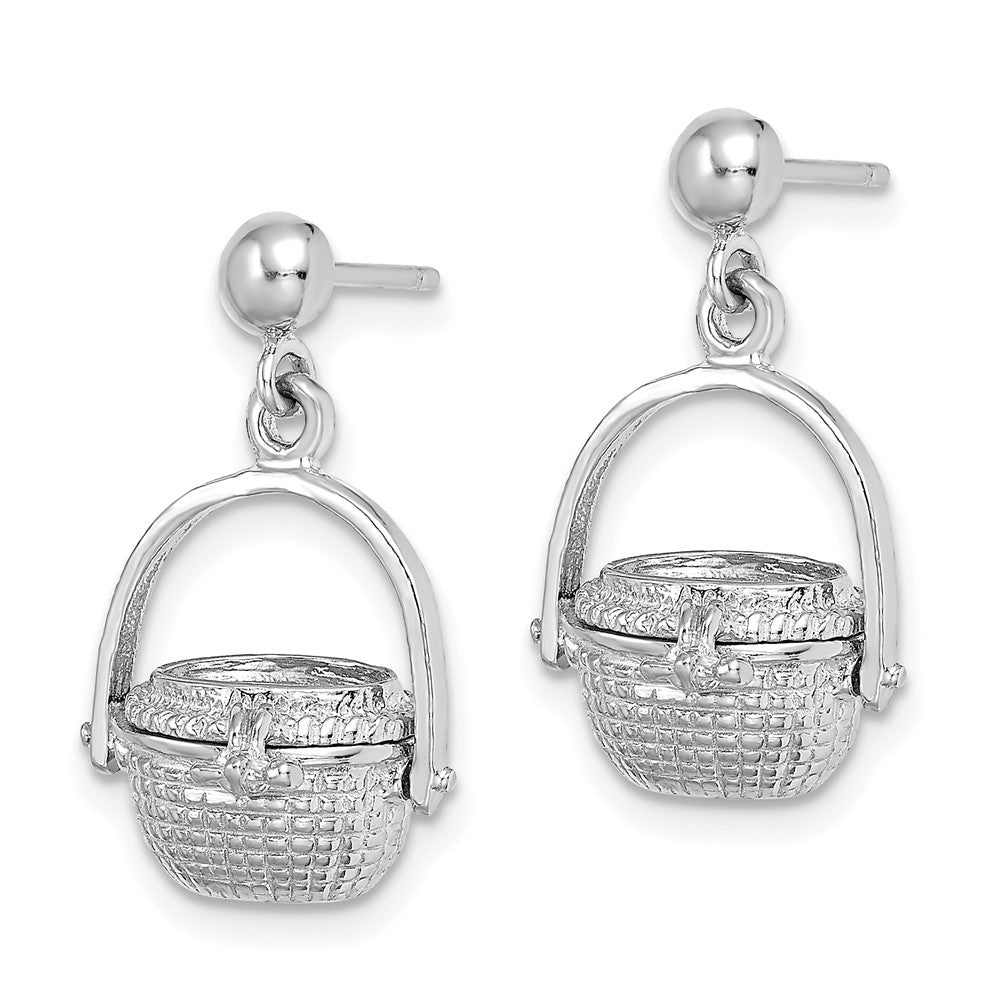 14K Weißgold 3-d Nantucket Korb Ohrhänger