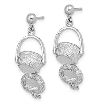14K Weißgold 3-d Nantucket Korb Ohrhänger