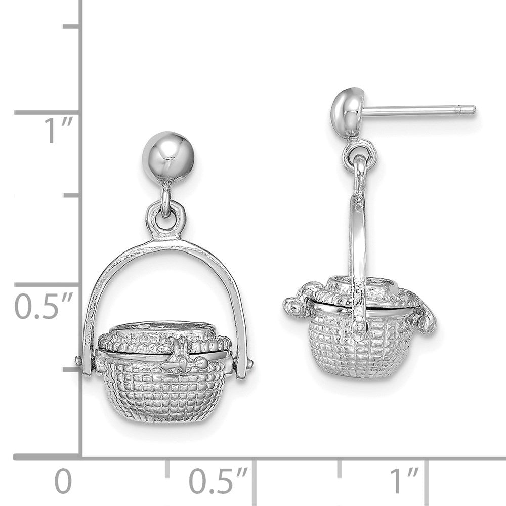 14K Weißgold 3-d Nantucket Korb Ohrhänger