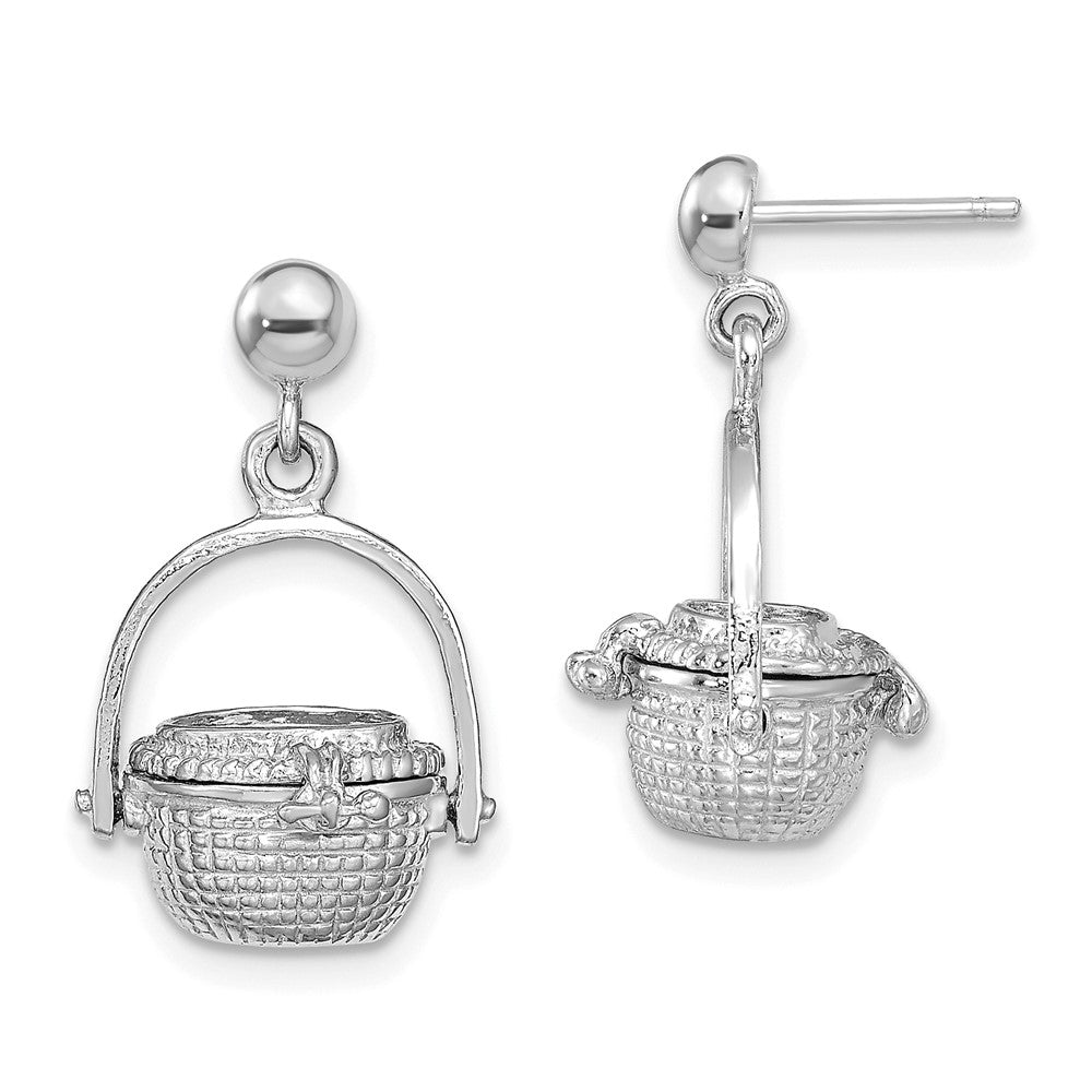 14K Weißgold 3-d Nantucket Korb Ohrhänger