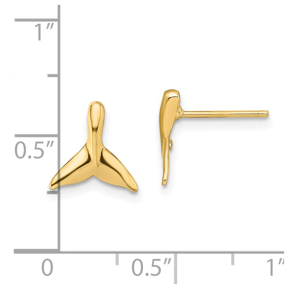 14K Gelbgold Mini Wal Schwanz Ohrstecker