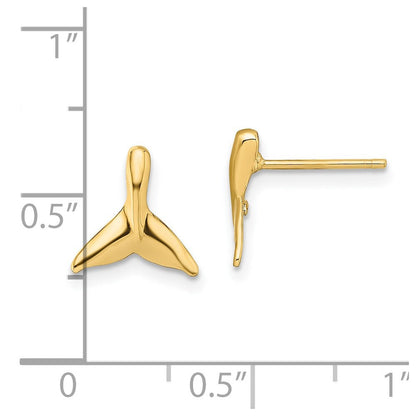 14K Gelbgold Mini Wal Schwanz Ohrstecker