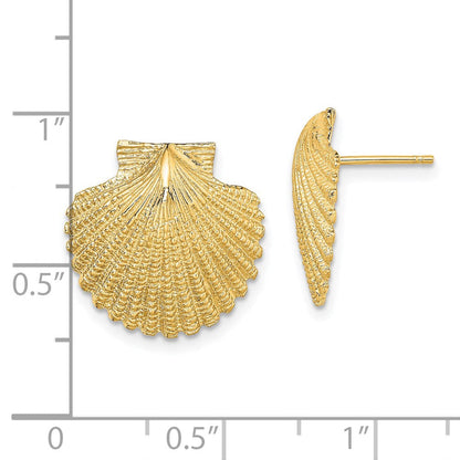 14K Gelbgold 2-d Strukturiert Muschel Ohrstecker