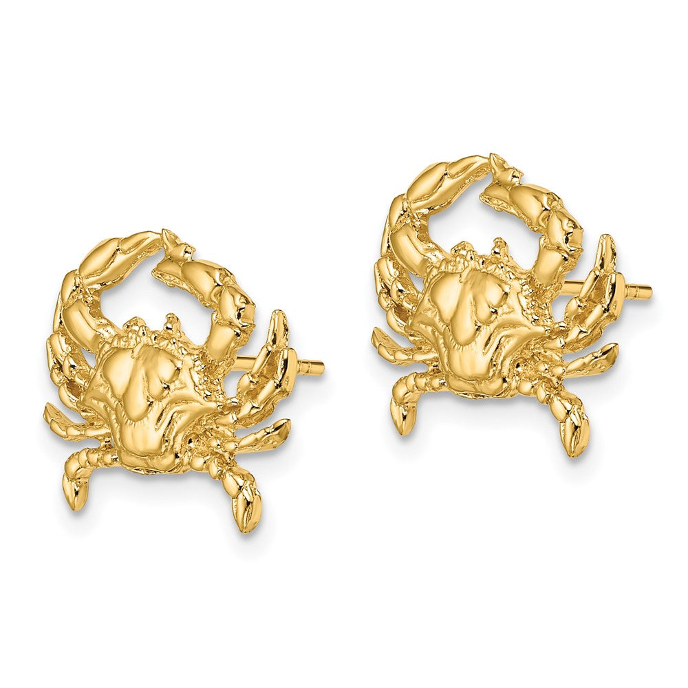 14K Gelbgold 2-d Blau Krabbe Ohrstecker