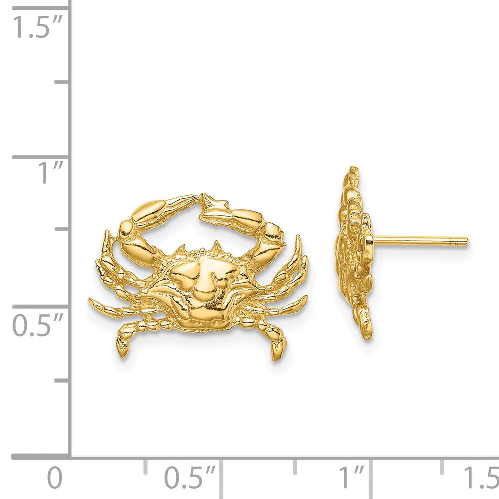 14K Gelbgold 2-d Blau Krabbe Ohrstecker