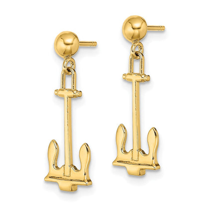 14K Gelbgold Poliert Navy Anker Ohrhänger