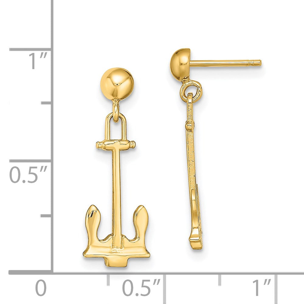 14K Gelbgold Poliert Navy Anker Ohrhänger
