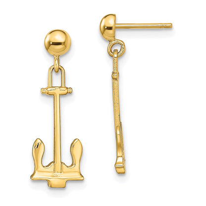 14K Gelbgold Poliert Navy Anker Ohrhänger