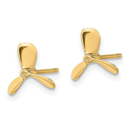 14K Gelbgold 2-d Propeller Ohrstecker