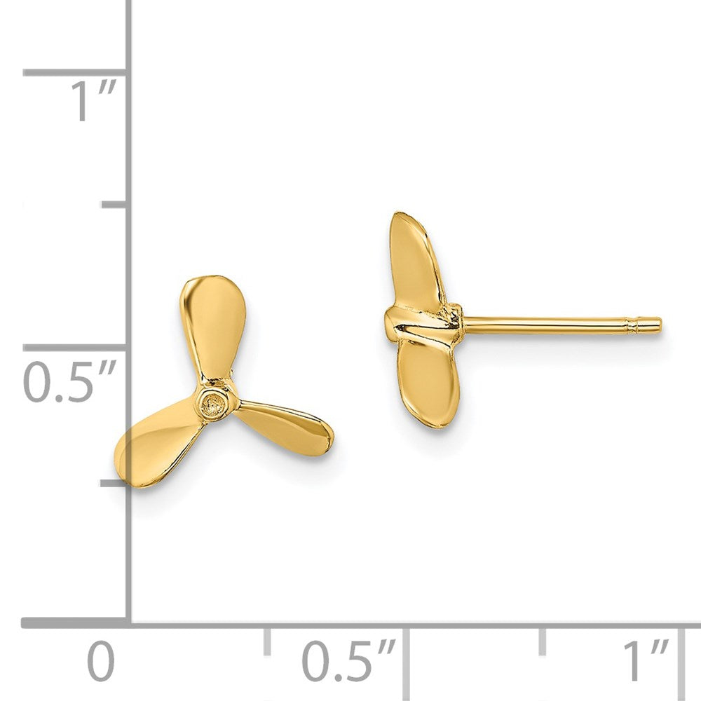 14K Gelbgold 2-d Propeller Ohrstecker