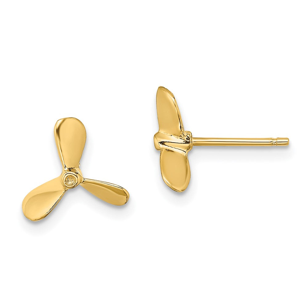 14K Gelbgold 2-d Propeller Ohrstecker