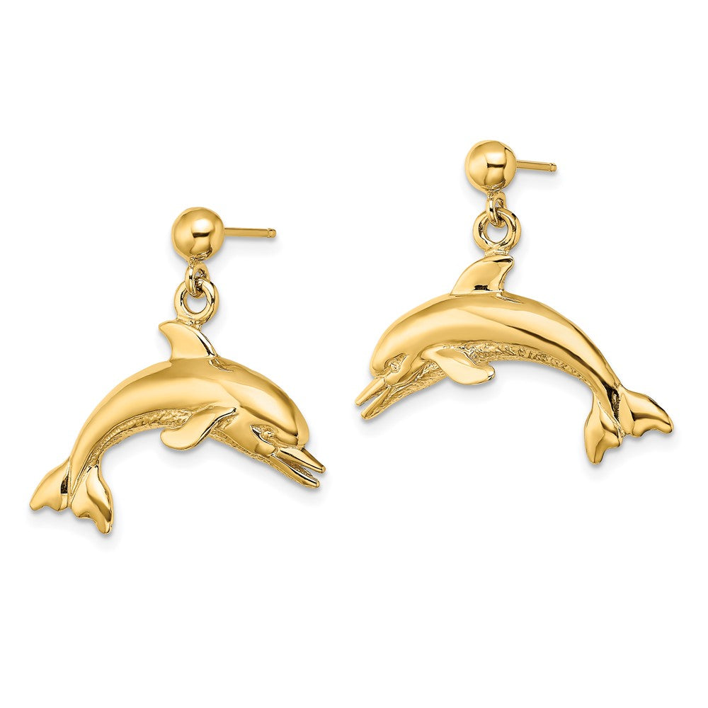 14K Gelbgold Springend Delfin Ohrhänger