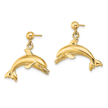 14K Gelbgold Springend Delfin Ohrhänger