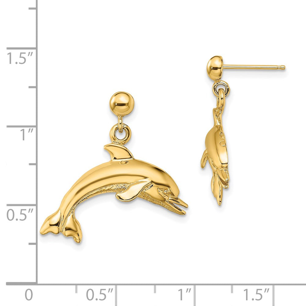 14K Gelbgold Springend Delfin Ohrhänger