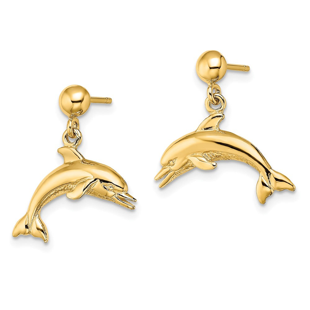 14K Gelbgold Springend Delfin Ohrhänger
