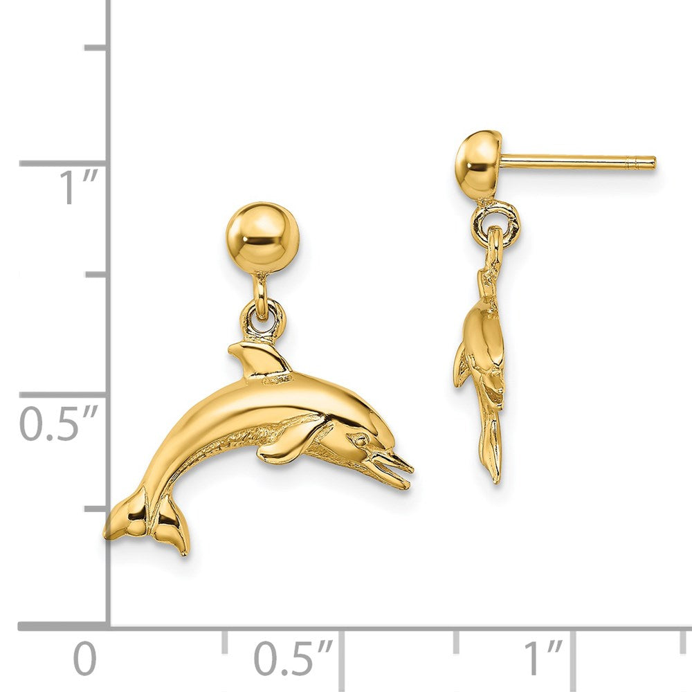 14K Gelbgold Springend Delfin Ohrhänger