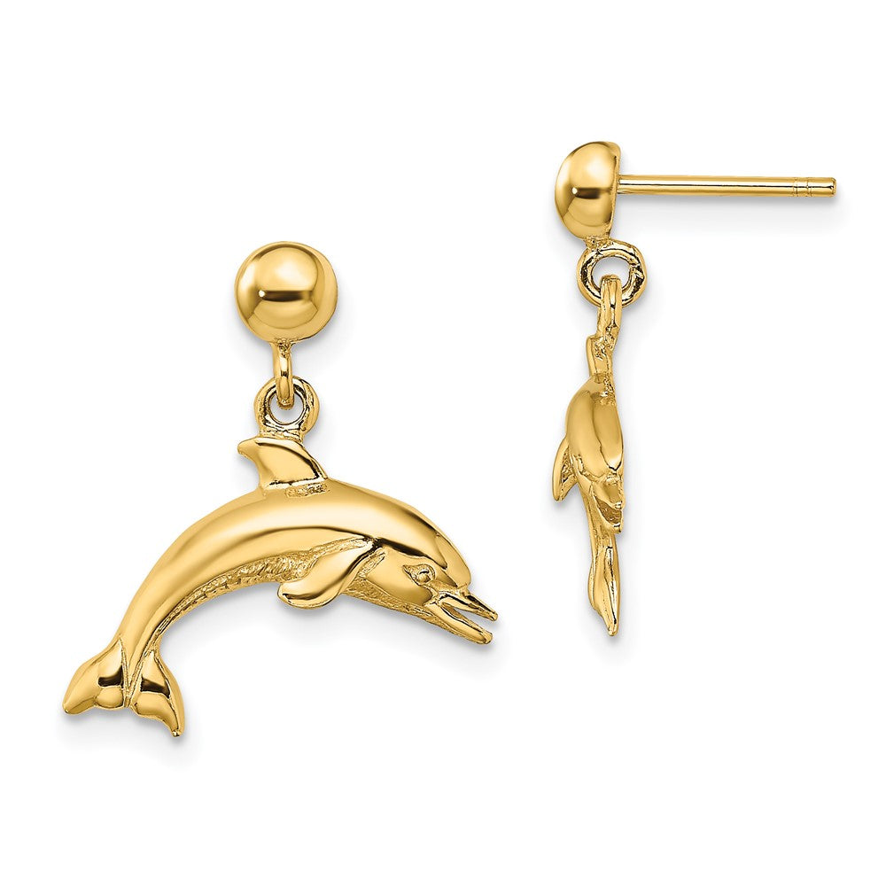 14K Gelbgold Springend Delfin Ohrhänger