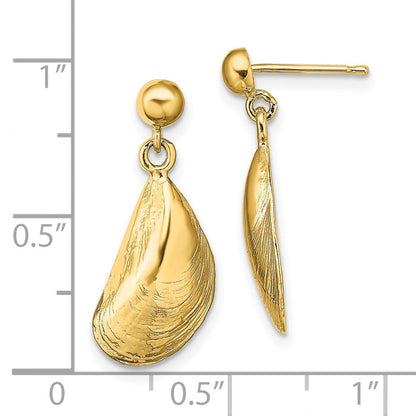 14K Gelbgold Mussel Muschel Ohrhänger