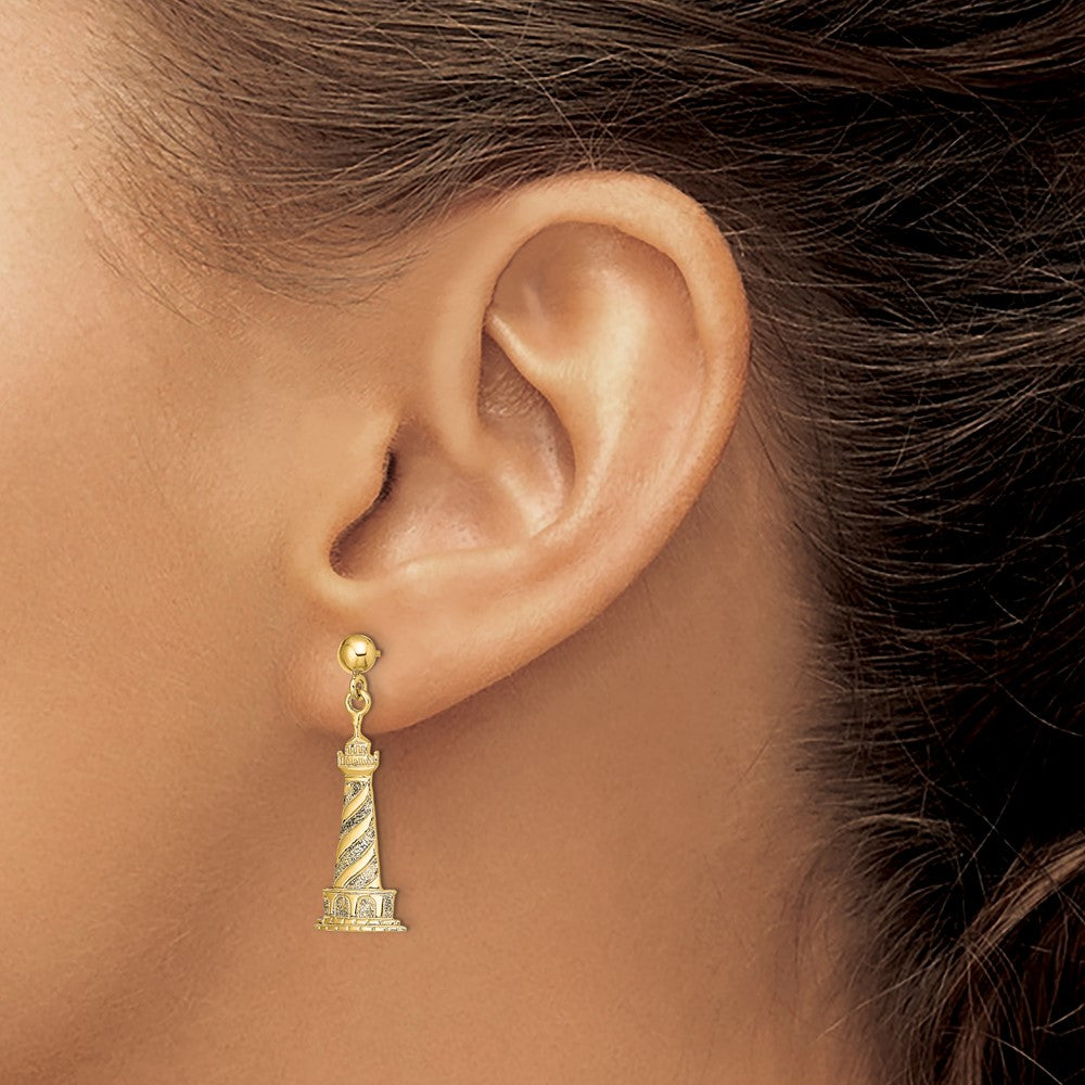 14K Gelbgold Cape Hatteras Leuchtturm Ohrringe