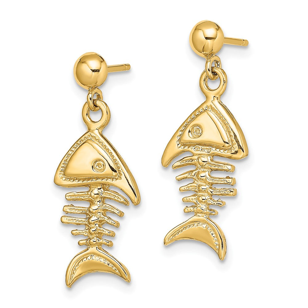 14K Gelbgold 3-d Fishbone Ohrhänger