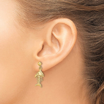14K Gelbgold 3-d Fishbone Ohrhänger