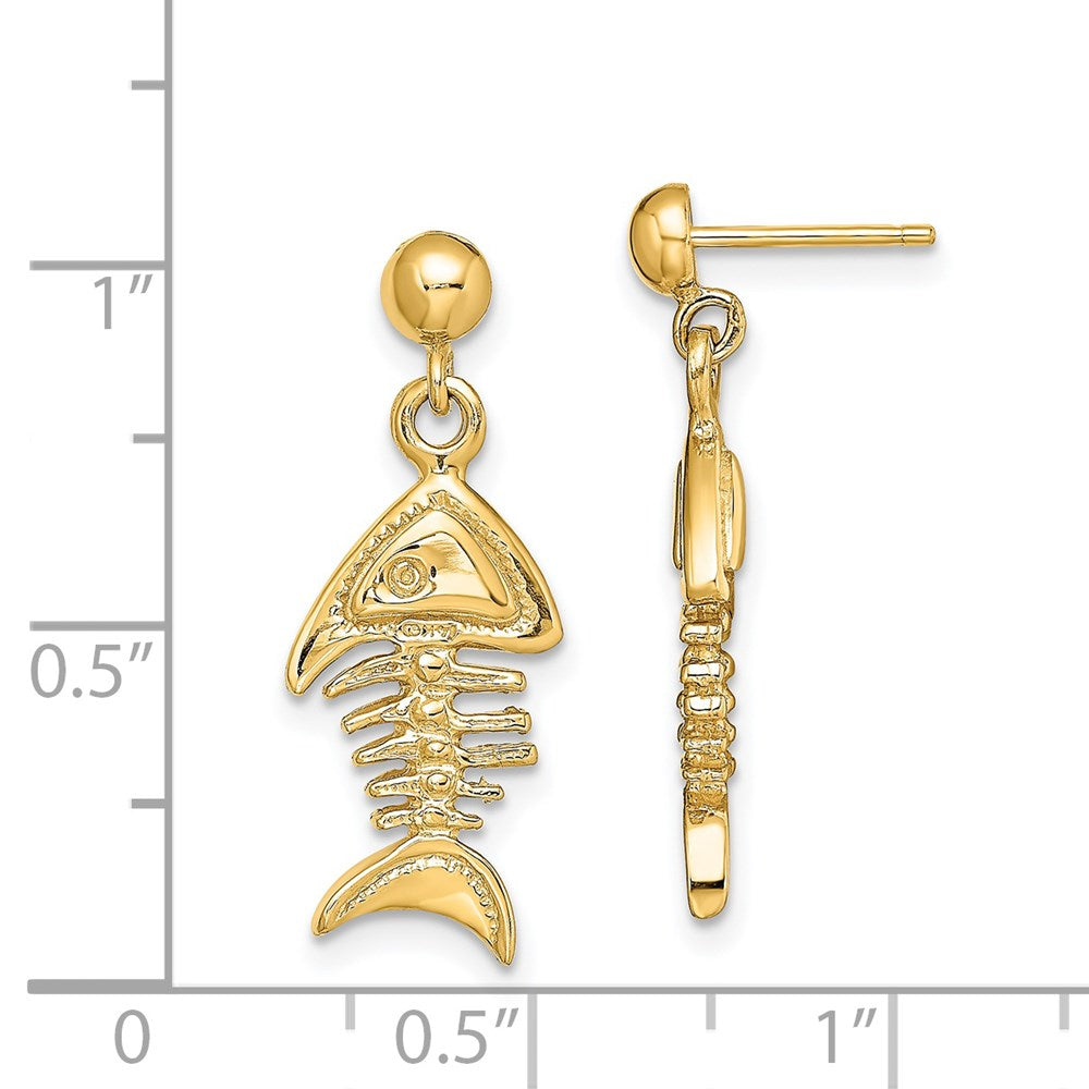 14K Gelbgold 3-d Fishbone Ohrhänger