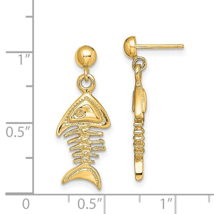 14K Gelbgold 3-d Fishbone Ohrhänger