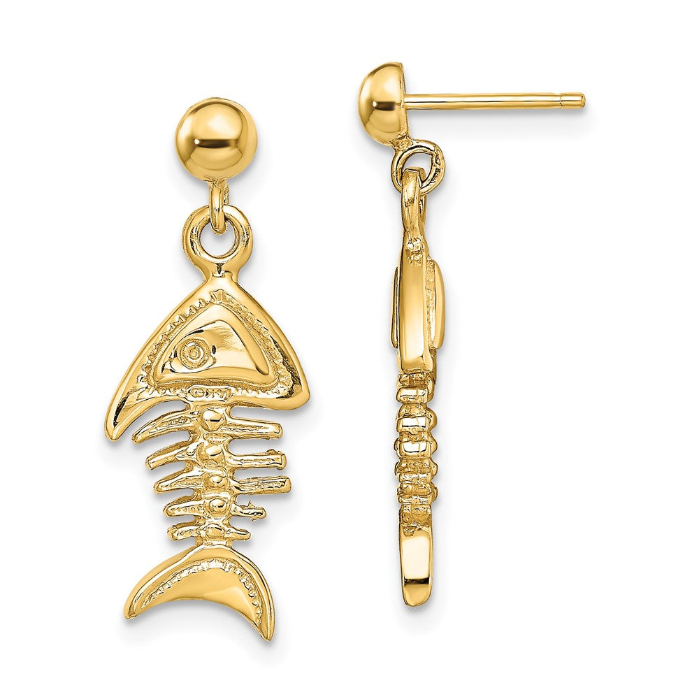 14K Gelbgold 3-d Fishbone Ohrhänger