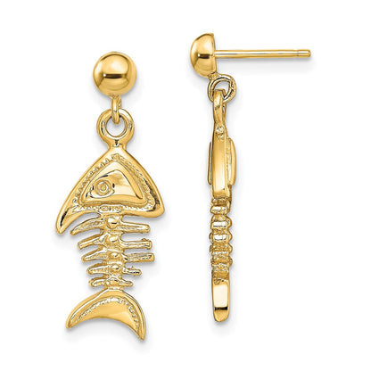 14K Gelbgold 3-d Fishbone Ohrhänger