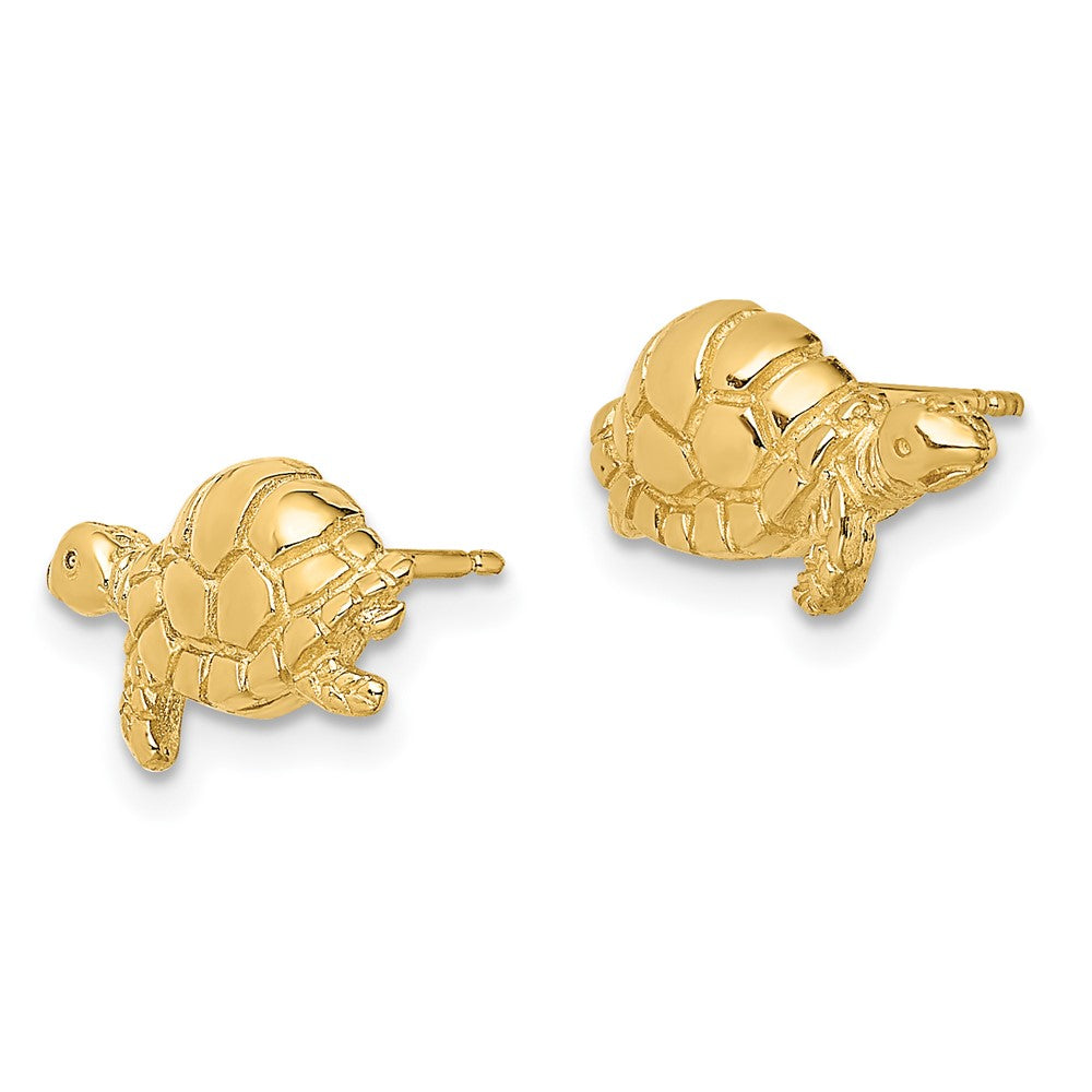 14K Gelbgold Poliert Swimming Meer Schildkröte Ohrstecker