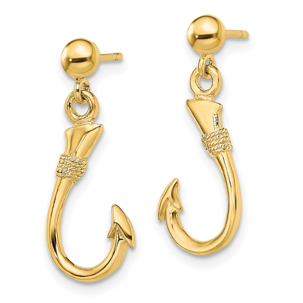 14K Gelbgold 3-d Fisch Haken Ohrhänger