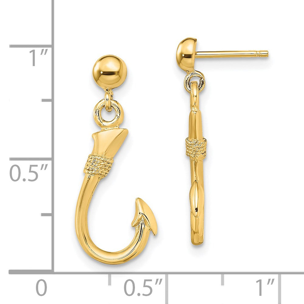 14K Gelbgold 3-d Fisch Haken Ohrhänger