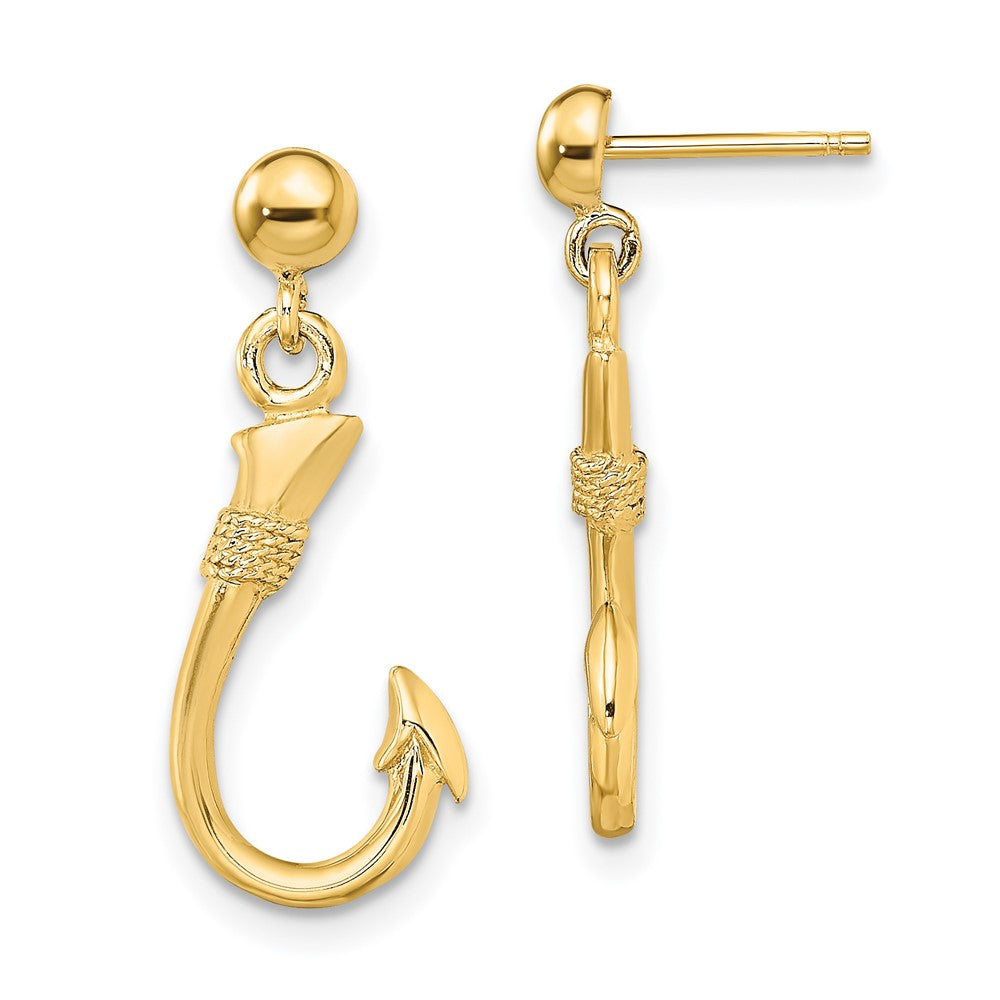 14K Gelbgold 3-d Fisch Haken Ohrhänger