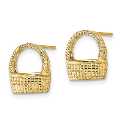 14K Gelbgold Korb Flach Rückseite Ohrstecker
